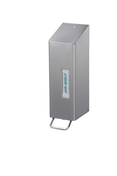 Dispensador de jabón y desinfectante Air Wolf, serie Omega, alto x ancho x fondo: 328 x 97 x 142 mm, 1200 ml, acero inoxidable revestido, 29-002