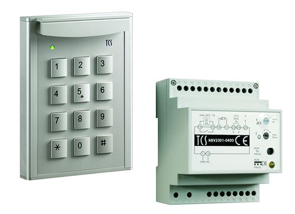 Código del sistema de control de puerta TCS: paquete con código de bloqueo codelock12 para hasta 10 códigos numéricos, plata anodizada, unidad de control BVS20, PZF5000-0010