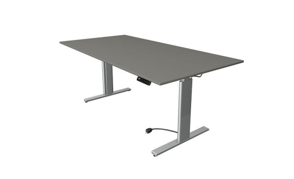 Mesa para sentarse y pararse Kerkmann Move 3 plateada, ancho 2000 x fondo 1000 mm, altura ajustable eléctricamente de 720 a 1200 mm, grafito, 10233812