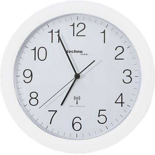 Technoline reloj de pared radiocontrolado blanco, reloj radiocontrolado de plástico, dimensiones: Ø 30 cm, WT 8000 blanco