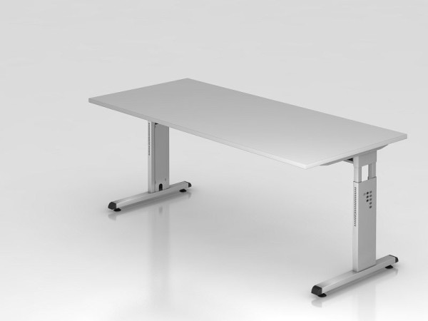 Hammerbacher escritorio pata C 180x80cm gris/plata, altura de trabajo 65-85 cm, VOS19/5/S