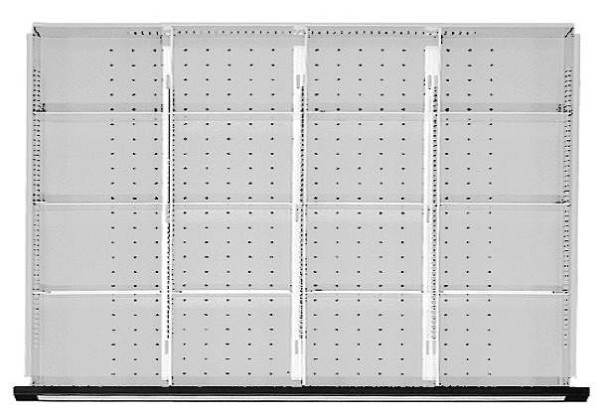 Juego de separadores de cajones para bancos de trabajo ANKE; para cajón 900 x 600 mm (AnxPr); para altura frontal 90 - 150 mm; 1/4 división, 902.405