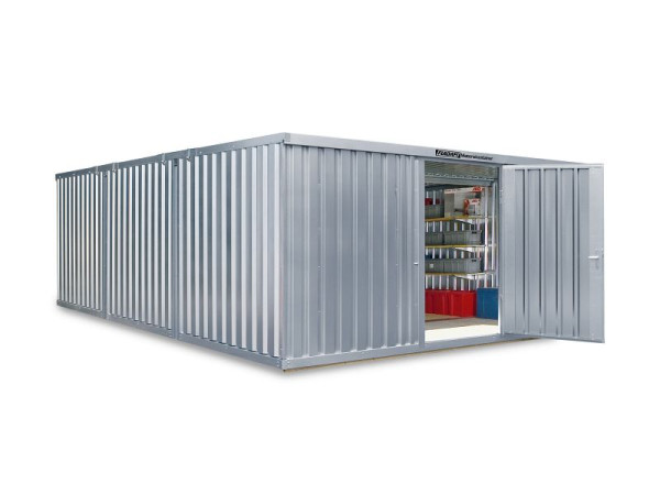 Combinación de contenedor de material FLADAFI MC 1560, galvanizado, desmontado, con piso de madera, 5080 x 6520 x 2150 mm, puerta simple en el lado de 5 m, F15600101