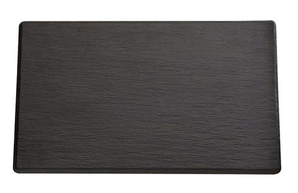 Bandeja APS GN 1/2 -SLATE-, 32,5 x 26,5 cm, altura: 1 cm, melamina, negro, aspecto pizarra, con pies antideslizantes, 83956