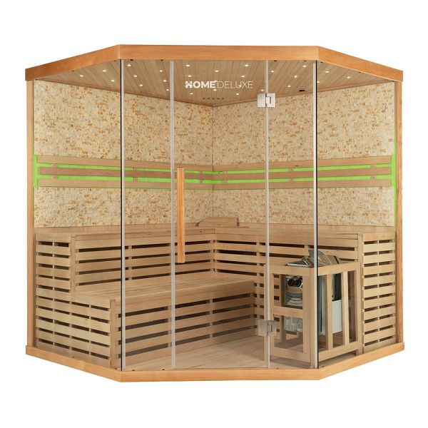 HOME DELUXE Sauna tradicional SKYLINE BIG - XL con pared de piedra artificial, 8621