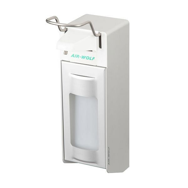 Dispensador de jabón y desinfectante Air Wolf, serie Omicron II, alto x ancho x fondo: 330 x 95 x 168 mm, aluminio anodizado, plástico WH, 35-451