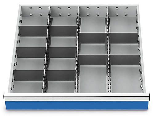 Insertos para cajones Bedrunka+Hirth T736 R 24-24, para altura de panel 75 mm, 3 x MF 600 mm, 10 x TW 150 mm, 138BLH75