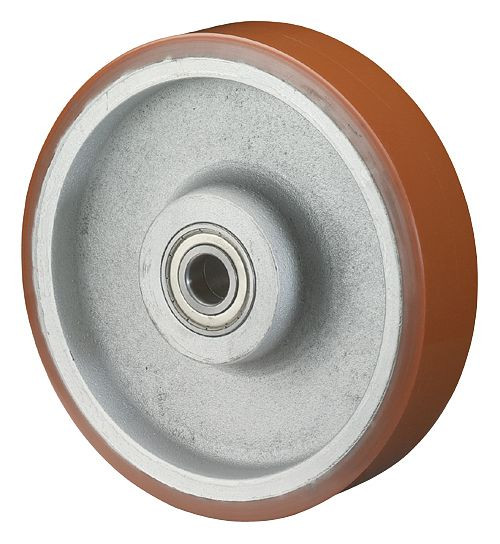 Ruedas BS rueda de poliuretano, ancho de rueda 30 mm, Ø de rueda 125 mm, capacidad de carga 300 kg, banda de rodadura de poliuretano fundido, cuerpo de rueda de fundición, rodamiento de bolas, C10.125