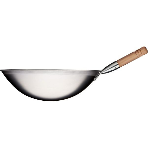 Sartén wok Stalgast, acero inoxidable cepillado, longitud del mango 200 mm, KG1501400