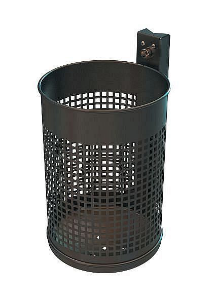 Contenedor de residuos Renner de aproximadamente 20 L, perforado, para montaje en pared y poste, galvanizado en caliente y con recubrimiento en polvo, verde musgo, 7013-00PB 6005