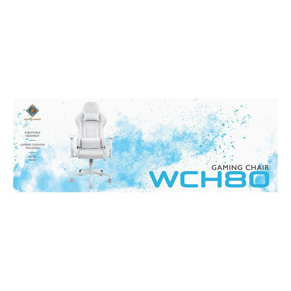 Deltaco silla gaming jumbo gamer chair cojín 110kg blanco, GAM-096-W