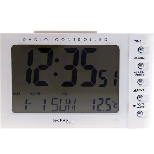 Technoline reloj despertador radiocontrolado blanco, reloj radiocontrolado con opción de ajuste manual, dimensiones: 115 x 73 x 75 mm, WT 188 blanco