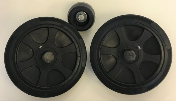 ELMAG Juego de ruedas de PVC para TURBO 260 (Abac) Ø 150 mm + tope 45 mm, incluidos ejes y tornillos, 9100365