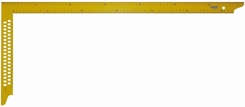 Escuadra de carpintero Vogel Germany, amarilla, con agujeros para marcar, 700 x 300 mm, 521123