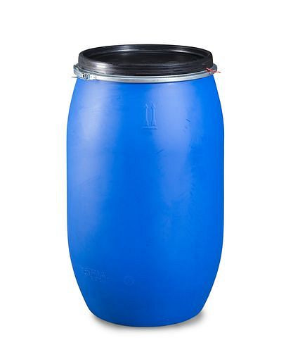 Bidón con tapa de plástico DENIOS con válvula de desgasificación, 220 litros, 266-139