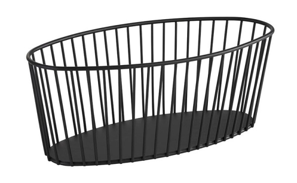 Cesta APS -URBAN-, 30 x 14 cm, altura: 12 cm, ovalada, metal, negro, 30413