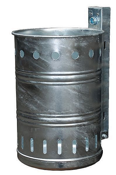 Contenedor de residuos Renner de aproximadamente 35 L, perforado, para montaje en pared y poste, galvanizado en caliente, 7004-00FV