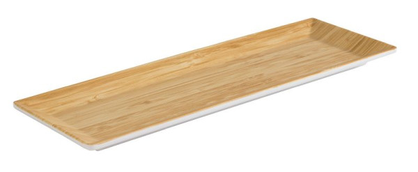 Bandeja APS -BAMBOO-, 31 x 10,5 cm, altura: 2 cm, melamina, interior: aspecto bambú, exterior: blanco, 84805