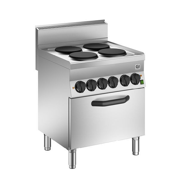 Cocina Gastro-Inox 650 &quot;High Performance&quot; con 4 fuegos y horno de aire caliente, 70cm, modelo de pie, 1240 W, 160.021