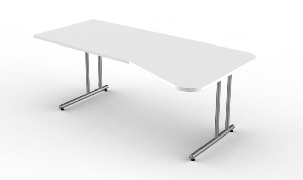 Mesa de forma libre Kerkmann con estructura de patas en C, Start Up, 1950 mm de ancho x 800/1000 mm de profundidad x 750 mm de alto, color: blanco, 11434410