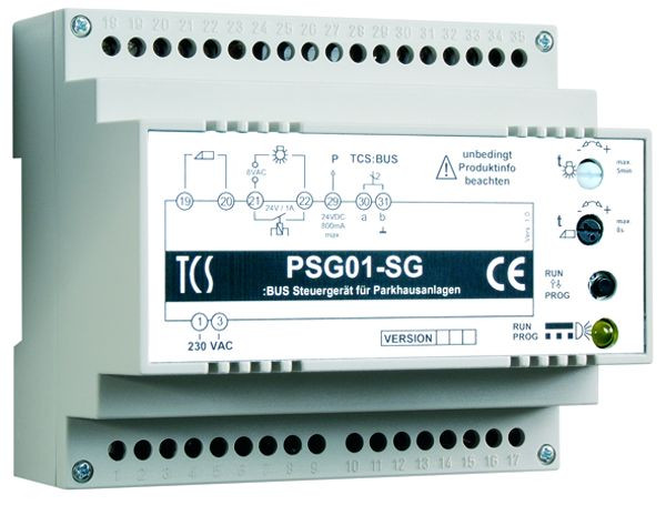 Dispositivo de alimentación y control del sistema de control de puerta TCS PSG01 para sistemas grandes y especiales con cables largos, riel de perfil de sombrero 6 TE, PSG01-SG