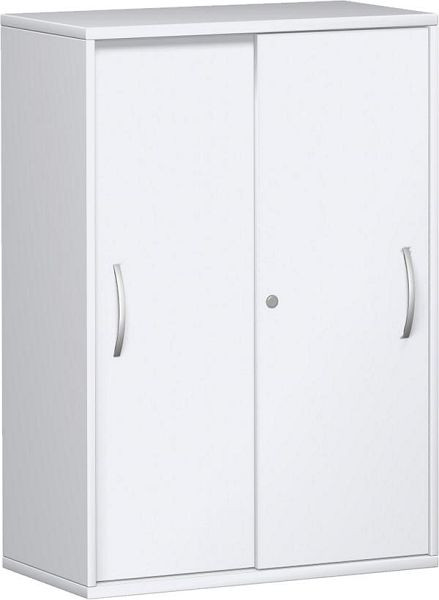 Armario con puerta corredera geramöbel, 2 estantes decorativos, con llave, 800x425x1152, blanco/blanco, N-10S308-WW
