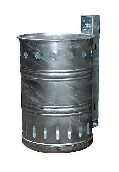 Contenedor de residuos Renner de aproximadamente 20 L, perforado, para montaje en pared y poste, galvanizado en caliente, 7003-00FV