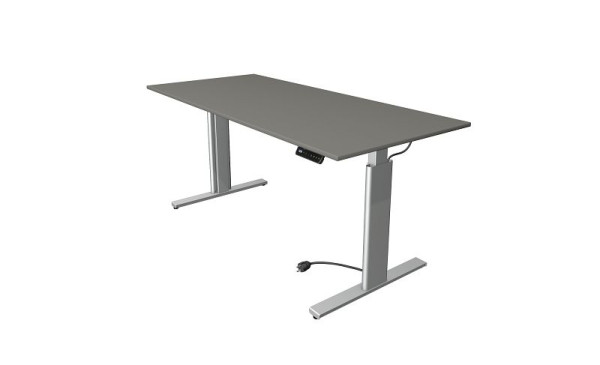 Mesa para sentarse y pararse Kerkmann Move 3 plateada, ancho 1800 x fondo 800 mm, altura ajustable eléctricamente de 720 a 1200 mm, grafito, 10233312