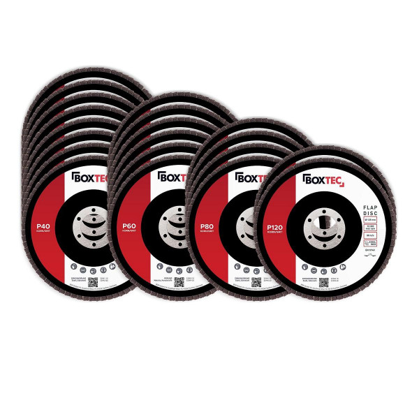 BOXTEC Discos de láminas MARRÓN Discos de láminas de 125 mm Discos de lijado para metal y madera Paquete de 20 MIX Set, 32972