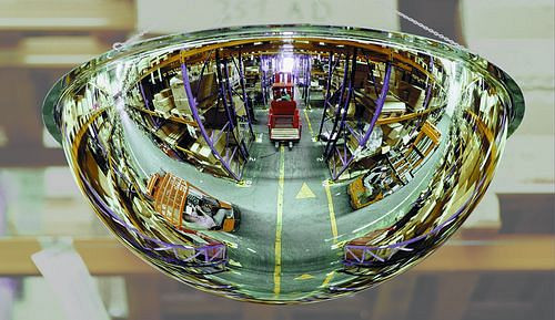 Espejo panorámico DENIOS PS 360-13, de vidrio acrílico, 360°, para montaje en techo, 129-692