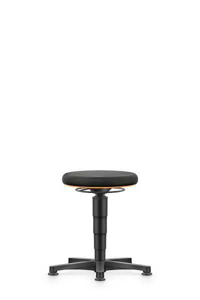 Taburete bimos Allround con deslizadores, tela negra, altura del asiento 450-650 mm, aro de color naranja, 9460-6801-3279
