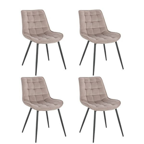 HOME DELUXE Juego de 4 sillas de comedor tapizadas IKALO – terciopelo marrón claro, 21323