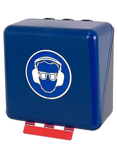 Caja midi DENIOS para guardar protección ocular/auditiva, azul, 116-486