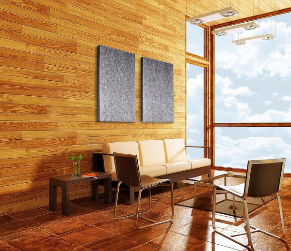 Paneles de aislamiento acústico Silenti, rectangulares, gris claro, montaje en pared con barra, PU: 2 piezas, 92742515133