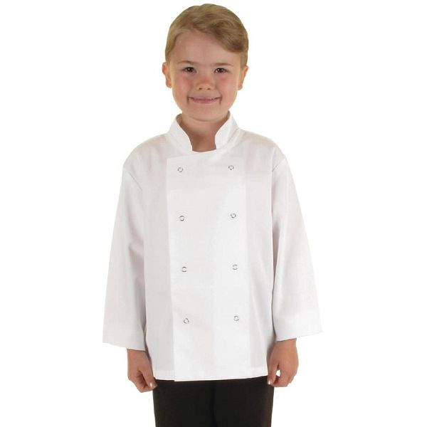 Whites Es chaqueta de cocinero de los niños de manga larga, S blanco, B124