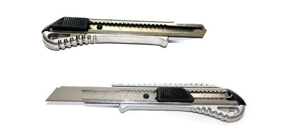 Cuchillo para alfombras de aluminio VaGo-Tools, cuchillo cortador de 18 mm fundido a presión, PU: 24 piezas, MN-1-24_vx