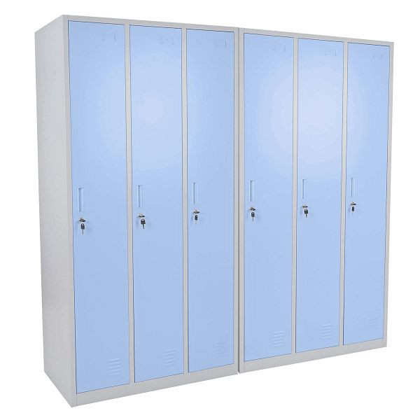 Mendler locker Boston T829, caja de seguridad para casilleros, metal 6 compartimentos, azul, 54025+54025