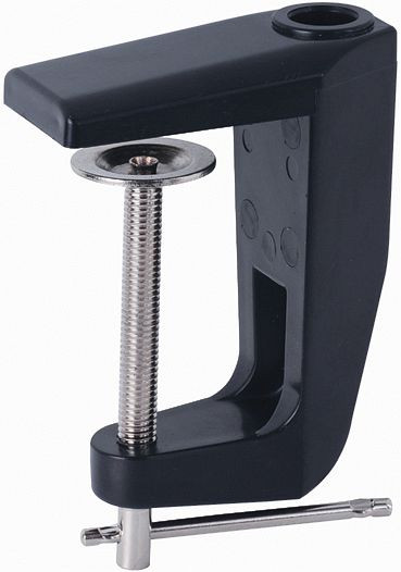 Pinza de mesa Lumeno para lámparas de trabajo y lámparas de aumento, tableros de mesa de hasta 65 mm, negro, 6171SW