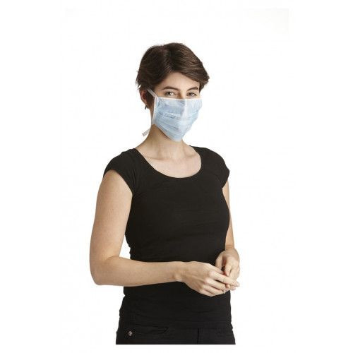 Mascarilla DS SafetyWear, 3 capas, pinza nasal integrada, sin fibra de vidrio, azul, PU: 2000 piezas, MSB