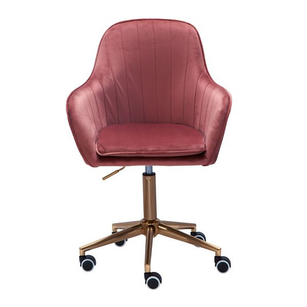 Silla de escritorio Amstyle terciopelo rosa, con respaldo, regulable en altura hasta 120 kg, con ruedas, giratoria, SPM1.431
