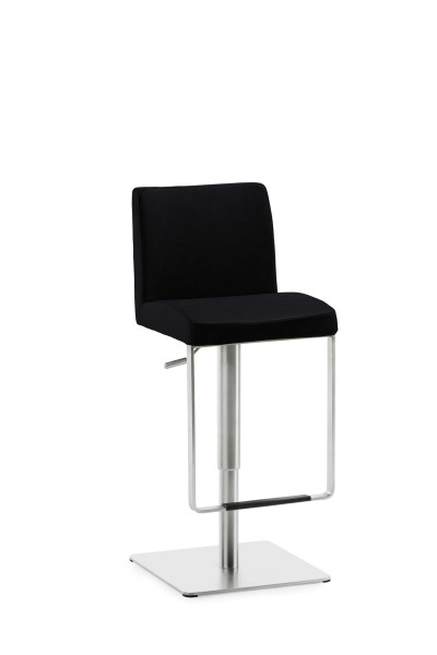 Mayer Sitzmöbel , estructura de acero inoxidable, asiento tapizado, cuero auténtico, negro, 1260EL_81007