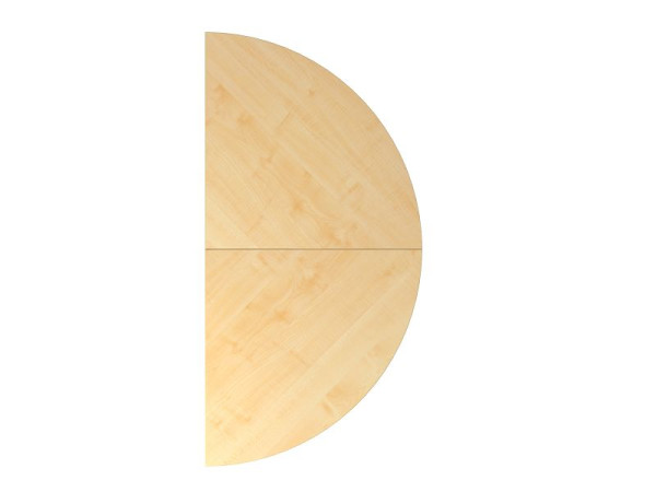 Mesa extensible Hammerbacher 2xcuartos de círculo QA160, 160 x 80 cm, tablero: arce, 25 mm de espesor, mesa extensible con base de soporte de grafito, altura de trabajo 68-76 cm, VQA160/3/G