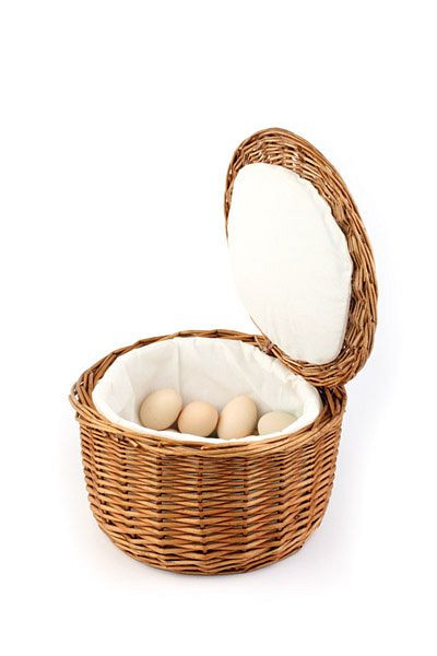 Cesta para huevos APS, Ø 26 cm, altura: 17 cm, estable de mimbre, para unos 20 huevos, 30299