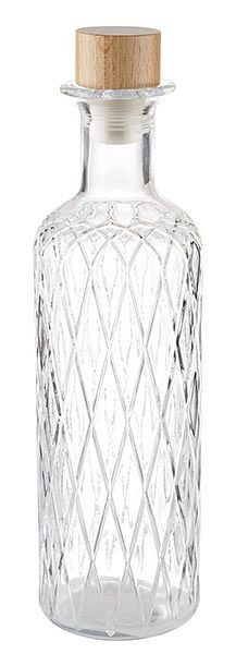 Jarra de vidrio APS -DIAMOND-, Ø 8 cm, altura: 28 cm, 0,8 litros, vidrio, madera de haya, silicona, 10742