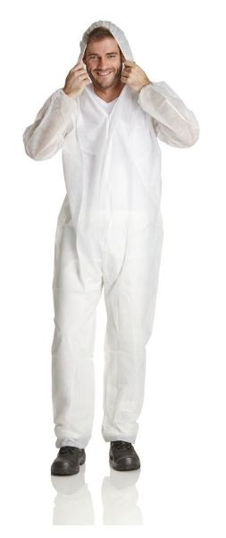 Mono DS SafetyWear PP, capucha, blanco, 40 g, tamaño 2XL, PU: 50 piezas, PP40-2XL