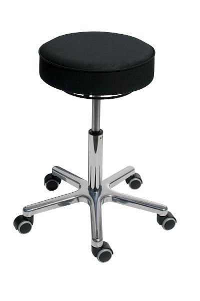 Taburete Lotz, asiento en símil piel negro, altura asiento 540-720mm, base aluminio, ruedas, 3861.1-10