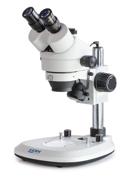 Microscopio con zoom estéreo KERN Optics, Greenough 0,7 x - 4,5 x, binocular, ocular HWF 10x / Ø 20 mm High Eye Point Fuente de alimentación integrada, OZL 463