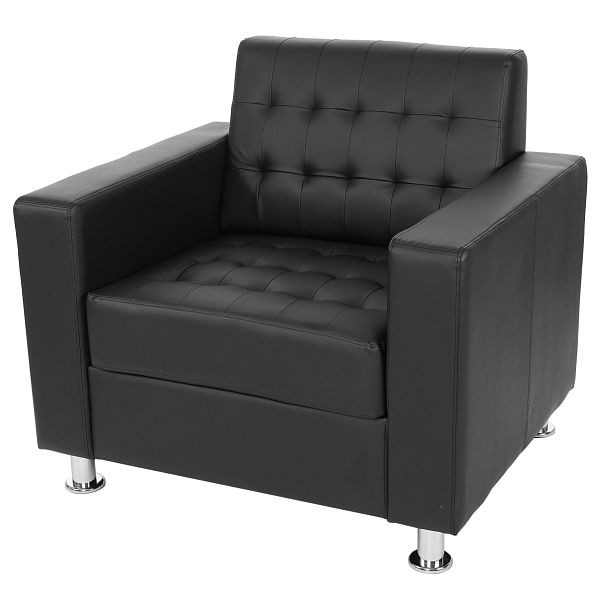 Sillón Mendler Kunda, sillón lounge, cuero artificial, patas de metal, negro, 51629+51630