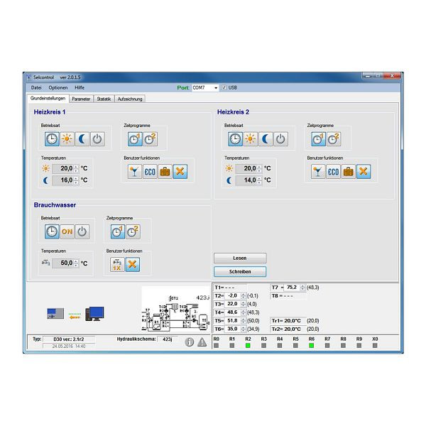 Solarbayer D30 Control, software para configuración del controlador, 520201500