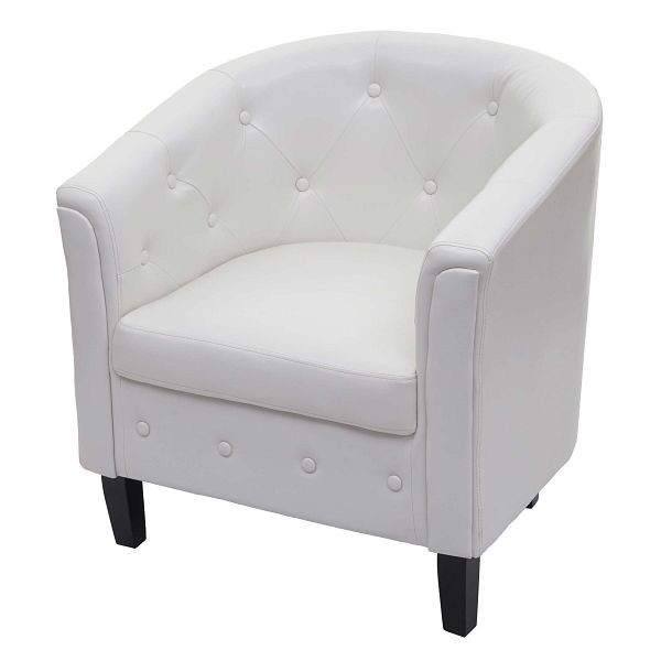 Mendler sillón Newport T810, lounge chair club chair Chesterfield, símil piel, blanco, 75127